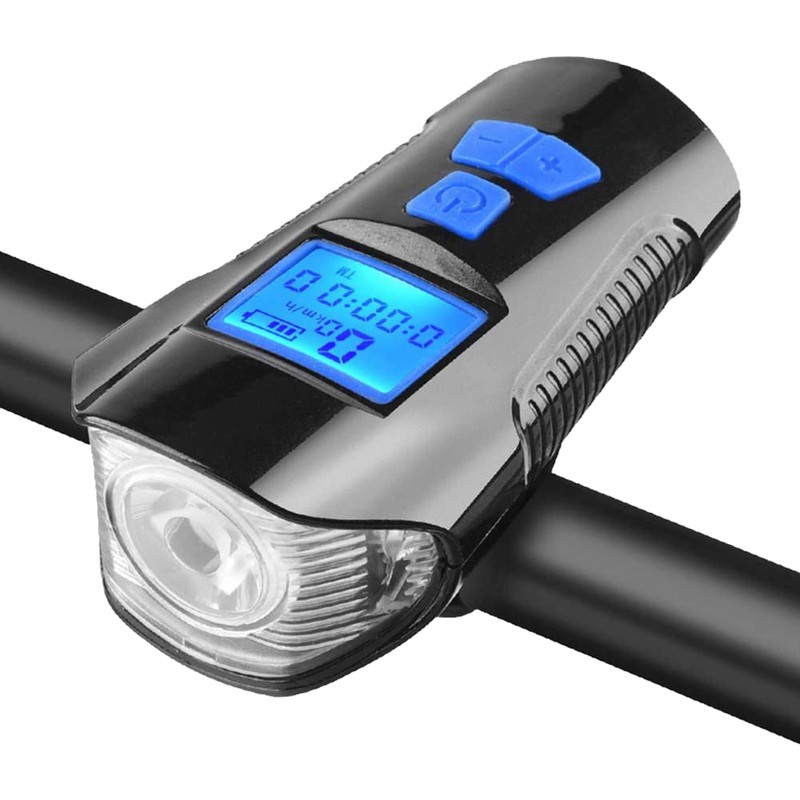 Bike Speedometer Front Light USB Rechargeable Night Light Riding Odometer