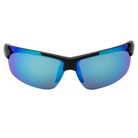 Optic Edge Frontrunner Sports & Motorcycle Sunglasses 3 Pairs Semi-Rimless Black Frame w/Blue Green & Orange Mirror Lenses