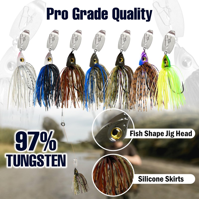 Reaction Tackle Bladed Swim Jigs 3/8 Chartreuse Tiger