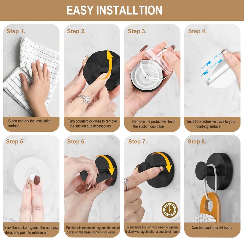 ZESLMG Suction Cup Wall Hooks for Shower, Bathroom, Kitchen, Glass