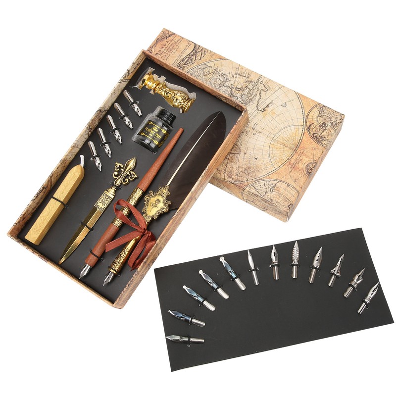 Feather Pen Set Retro British Creativity Writing Suit for Business