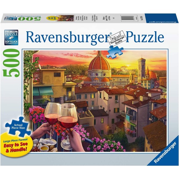 Ravensburger Cozy Wine Terrace 500 Piece Large Format Jigsaw Puzzle for Adults - 16796 - Every Piece is Unique, Softclick Technology Means Pieces Fit Together Perfectly