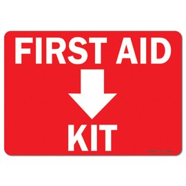 OSHA Aluminum Sign - First Aid Kit with Down | Aluminum Sign | Protect Your Business, Work Site, Warehouse & Shop Area | Made in The USA