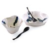 Aurora Collection Salad and Soup Bowl Set in Blue/White, Handmade
