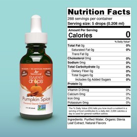 SweetLeaf Sweet Drops - Flavored Stevia Liquid Sweetener, Organic Stevia Extract, Zero Calories, Gluten Free, Keto Friendly, Non GMO, Natural Flavor - Pumpkin Spice, 2 Fl Oz (Pack of 1)