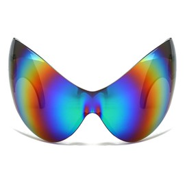 LJCZKA Rimless Oversized Wrap Around Sunglasses for Women Men, Futuristic Sunglasses y2k Fashion Eye Glasses Trendy Shades UV400