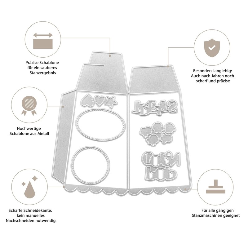 Stanzenshop Cutting Dies Popcorn Box Cinema Snack Container Cutting Dies