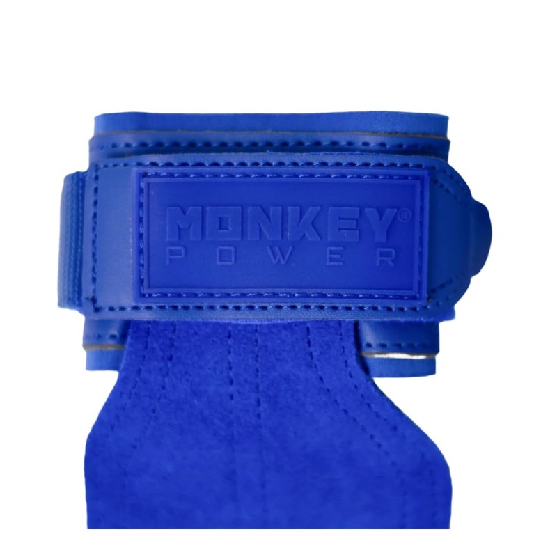 Monkey Power Straps con Callera de Piel Azules, Gym Crossfit