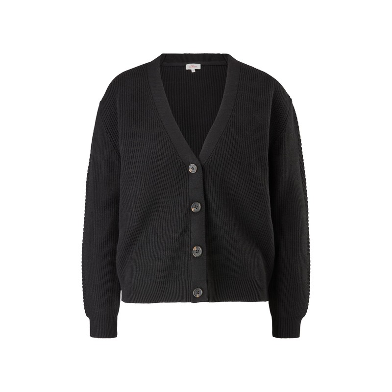 s.Oliver Cotton Blend Cardigan, black