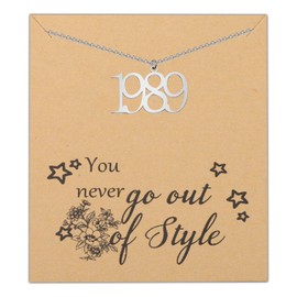 BEKECH 1989 Necklace Singer Inspired Necklace Music Lovers Fan Gift Music Singer 1989 Birth Year Necklace (silver)