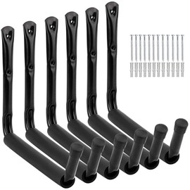 Yisunnan Garage Storage Jumbo Arm Hook Heavy Duty Wall Mount Organizer Utility Garden Hanger with EVA Protector (6 Pcs 10" J Hooks)