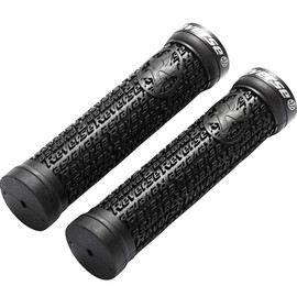Reverse Stamp Single Lock-On Bicycle Grips Black/Black
