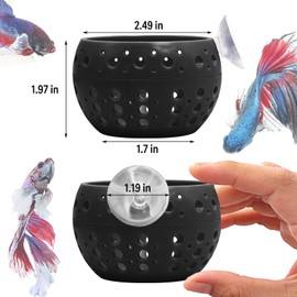 Kathson Betta Tunnel, Aquarium Betta Fish Hideout with Suction Cup Fish Tank Tunnel Shrimp Cave Aquarium Decor Fish Tank Accessories for Small Fish Shrimp Betta Guppy Hiding Resting (Black)