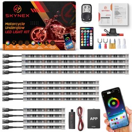 Skynex Motorcycle Lights: EcoMode 12PCS LED Lights RGB Underglow Kit, APP/RF, Turn, Brake light, IP68, Dual Lighting Glow, Lights For Motorcycles,Harley Davidson, Golf Cart, Atv, Bike, Neon strip, Car