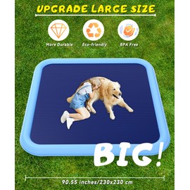 EPN Splash Pad, 90.5" Size Extra Large Sprinkler Play Mat for Dogs & Kids, Thicker Wading Pool Summer Outdoor Water Toys, Fun Backyard Fountain Play Pad for 3 Age+ Girls Boys Children & Pets