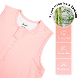 EasyFi Rayon Made From Bamboo Sleep Sack 12-24 Months 1.0 Tog Ultra Soft Toddler Sleep Sack 1t-2t with Feet 2-Way Zipper Unisex Baby Sleeping Bag with Legs Baby Wearable Blanket All-year-around-Pink