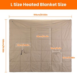 KOCASO Heated Blanket Electric Blanket Throw Poncho Shawl Wrap with Zipper Arm Holes Pocket 3 Heating Levels 6 Zones 2 Switch，Portable Machine Washable Heating Blanket for Indoor & Outdoor，Camel（L）