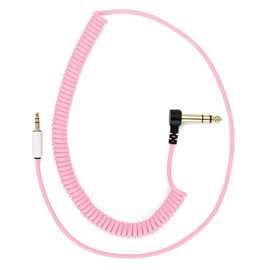 MyVolts Candycords Stereo Pedal to Synth Cable, Low Profile Large Stereo Jack to Straight Mini Stereo Jack, Curly 65cm to 100cm, Marshmallow Pink