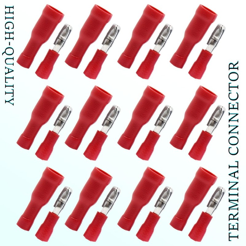 Yosawo 100-pieces Insulated Male/Female Bullet Quick Splice Wire Connector Electrical