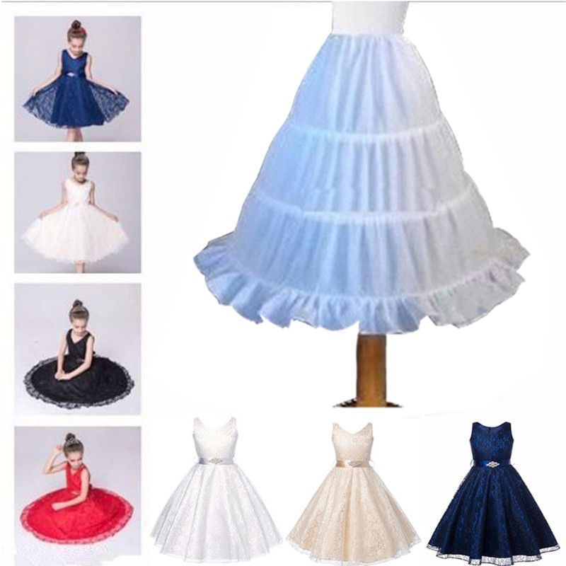 LYSINK Kids Petticoat Single Layer Solid White 3 Hoop Ruffle