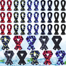 Tarpop Camo Cooling Neck Wraps Scarf with Snap Buttons Ice Cooling Bandana Headband for Hot Weather Outdoor Neck Cooler(30 Pieces)