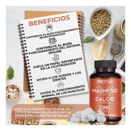 Suplemento Magnesio Calcio Y Zinc Prettan 60 Capsulas 500mg Sin Sabor