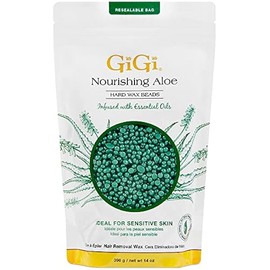 GiGi Hard Wax Beads for Sensitive Skin – Nourishing Aloe, Wax Beads for Hair Removal, Perfect for Face, Body, Bikini, Brazilian Waxing, 14 oz