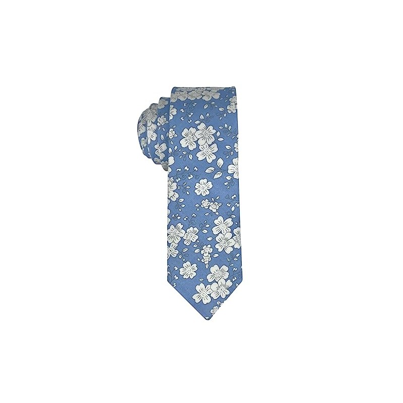 Kebocis Corbata de algodón para hombre, Blooms - Azul claro,