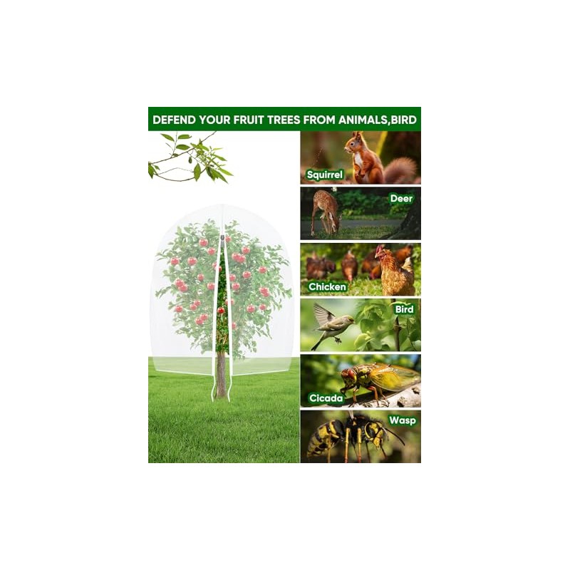 Fruit Tree Netting with Zipper - 4 Pack for Garden