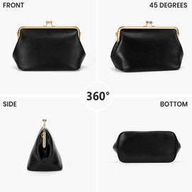 CATSEA Women's Kiss Lock Crossbody Bag PU Large Handbags Kiss Clasp Crossbody Shoulder Bags Tote Purse Messenger Handbag