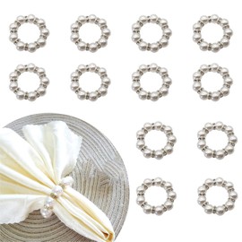 ZAHD Pack of 12 Pearl Napkin Buckles Table Decoration Accessories Napkin Buckles Napkin Buckle Napkin Buckle with Beads, Napkin Buckle for Family Dinners or Restaurants