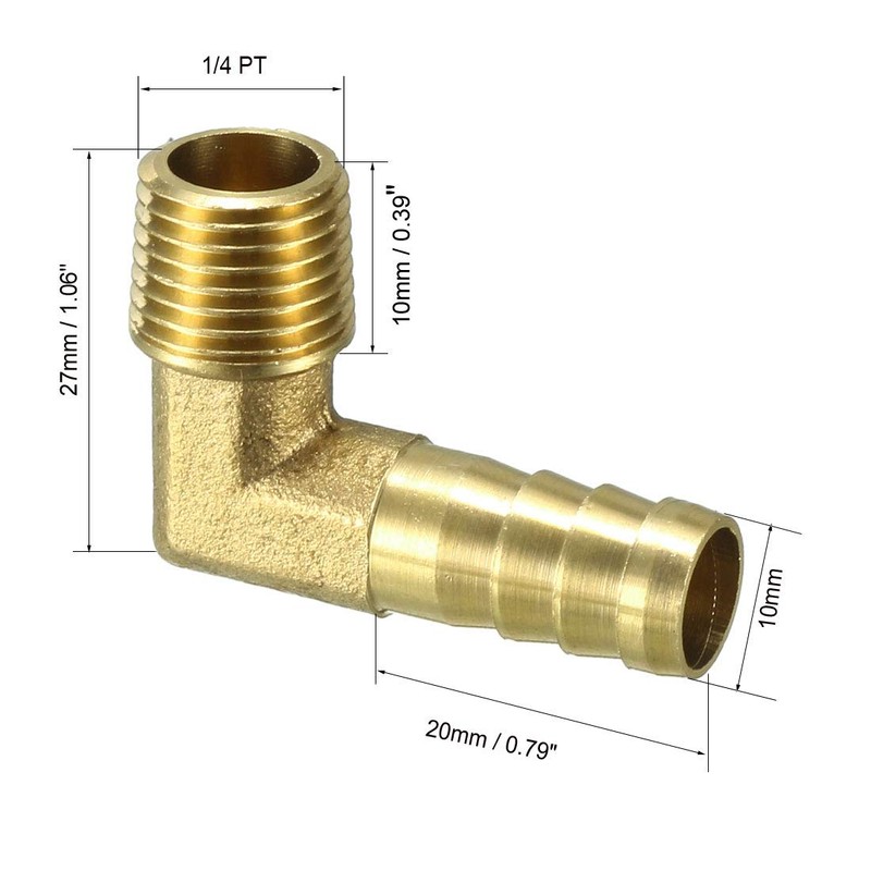 sourcing map Brass Nozzle Hose Pipe Connection 90 Degree Angle