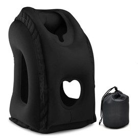 Airplanes Inflatable Travel Pillow, Neck Pillow Avoid Neck Shoulder Pain Comfortably Support Head for, Trains, Cars and Office Napping (Black)