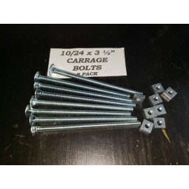 LOT OF  8 Jennings 10/24 X 3-1/2" CARRIAGE BOLTS ZINC PLATED No Head Markings