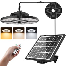 CLY Solar Lights for Shed Motion Sensor Pendant Light, 2700K-6500K Remote Control Timer Memory Function Hanging Shed Lights Indoor Outdoor for Garage Barn Patio Gazebo