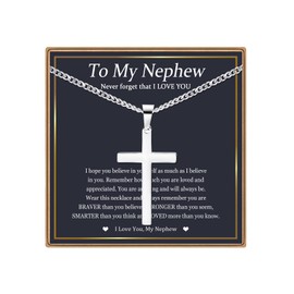 EPIRORA Nephew Gifts from Auntie Uncle, Nephew Birthday Gifts, Cross Necklace for Boys Gifts for Nephew, Graduation Christmas Birthday Presents for Nephew