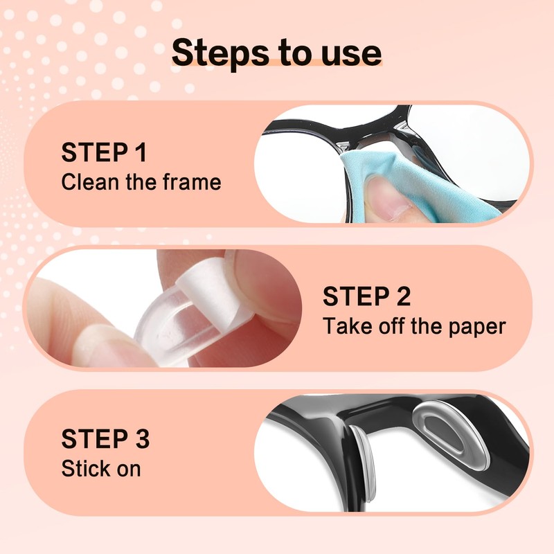 Literry Nose Pads for Glasses, Silicone Anti-Slip (5 Clear Pairs)