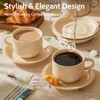 Sweese 8 Ounce Porcelain Stackable Cappuccino Cups with Saucers and