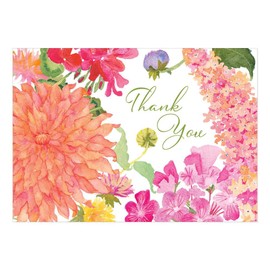 Caspari Summer Blooms Thank You Notes - 16 Note Cards & 16 Envelopes