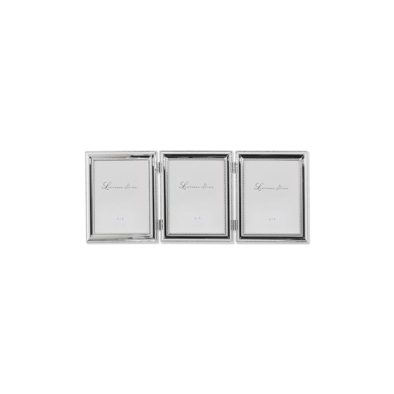 Lawrence Frames 510745T Silver Plated Double Bead Hinged Triple Picture