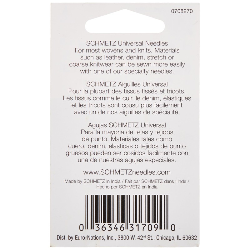 Euro-Notions Schmetz Universal Machine Needles, Size 12/80 5/Pkg
