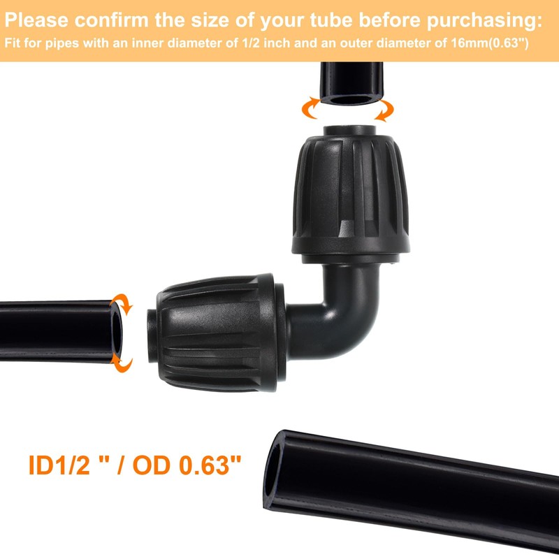 sourcing map Pack of 10 1/2 Inch Drip Irrigation Fittings