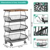 CHLORYARD Fruit Basket with Wooden Lid for Kitchen, 4-Tier Stackable