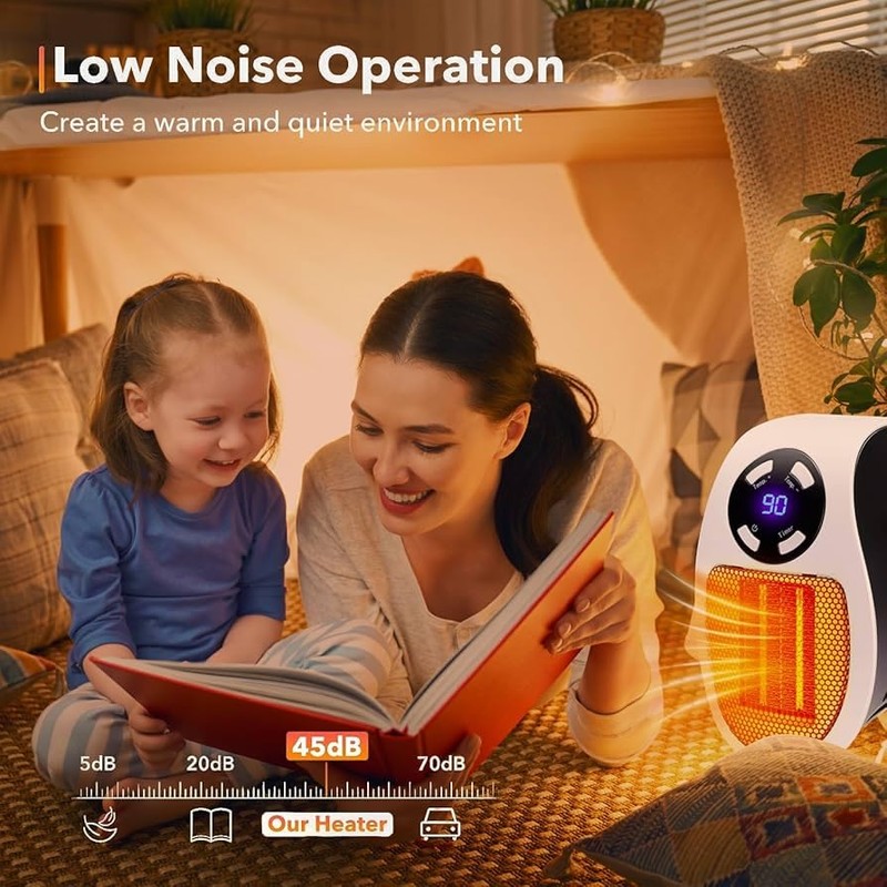 Mini Plug in Heater, Portable Wall Space Heater with Remote,