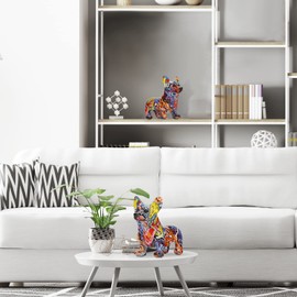 PlivBloom Creative Color Spotted Corgi Dog Statue - Animal Splash Color Resin Decoration, Living Room & Office Decoration, Booth Art & Souvenirs (Orange)