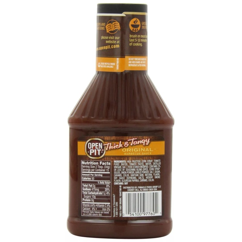 Open Pit Thick and Tangy Original BBQ Sauce bottle 18oz