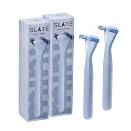 SLATE Mini hilo dental Slate - Palillo de hilo dental reutilizable con cepillo para encías y raspador de lengua, inventado por dentistas, libre de PFAS/PTFE, listo para viajar (paquete de 2) - Nanohid