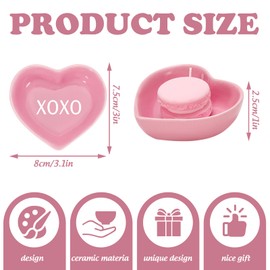JarThenaAMCS 4Pcs Valentine's Day Heart Shaped Ceramic Bowls Conversation Heart Dish Plates Colorful Love Heart Sauce Dish for Valentines Wedding Party Decor