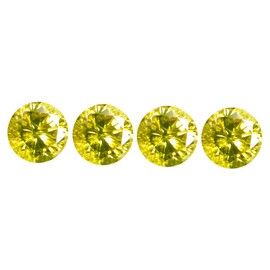 0.12 Ct (4 Pcs Lot) Calibrated Size 1.98 mm Round Shape Fancy Greenish Yellow Diamond Genuine Loose Diamonds