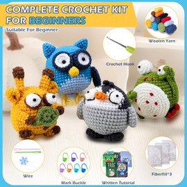 Crochet Kit for Beginners, 4 Pattern Crochet Animal Kit, Crochet Kit Crochet,Adorable Shepherd Crochet Kit, for Starter,Include Easy Knitting Soft Yarn,Step-by-Step Video Tutorial,DIY Gift for Adults